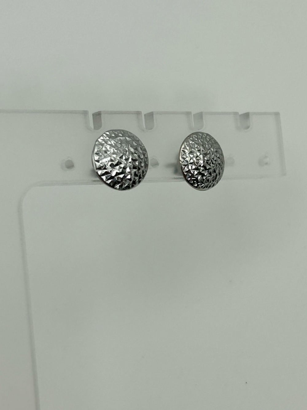 Sterling Silver Textured Dome Stud Earrings .5" Stamped 925 No Backs - Picture 3 of 8